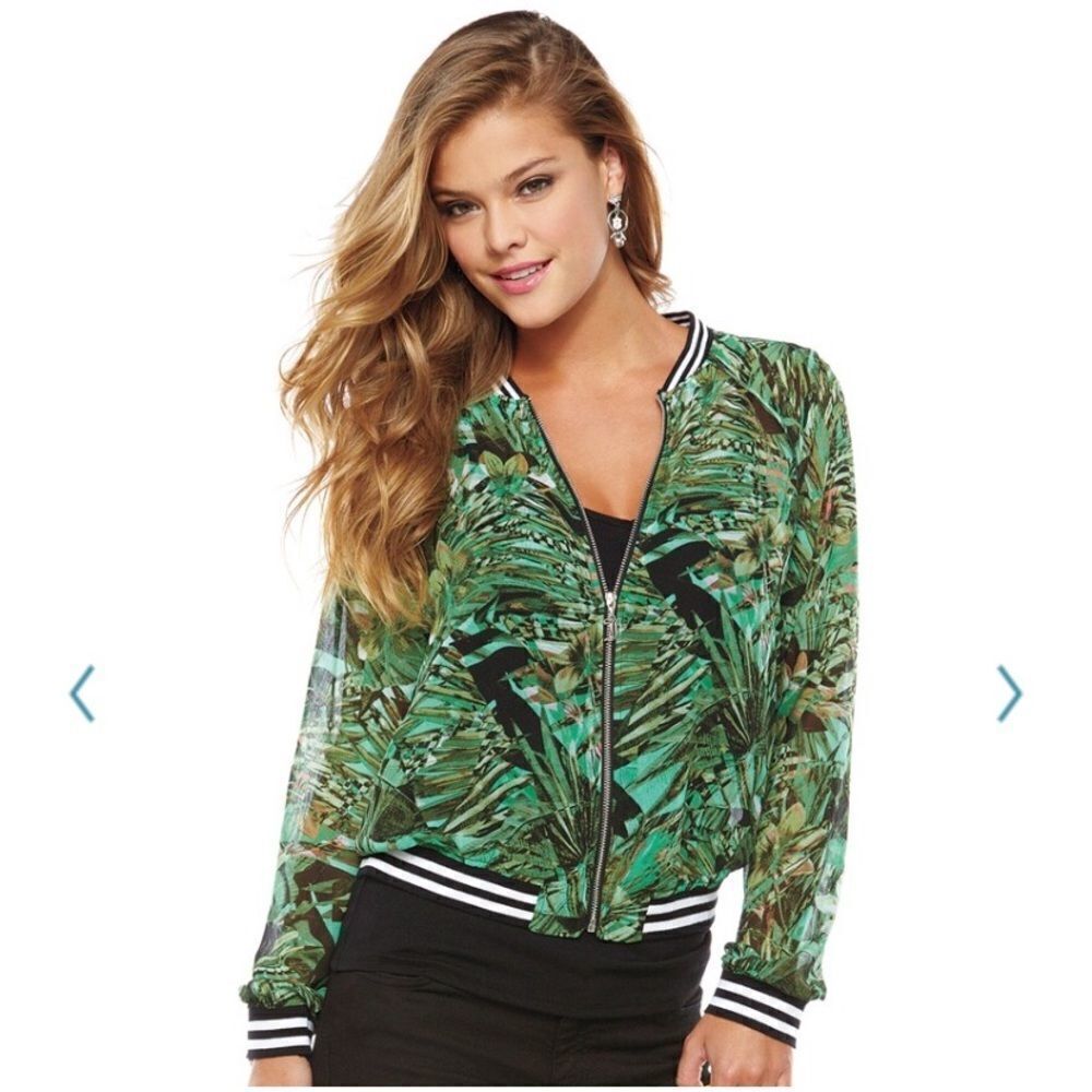 Juicey Couture tropical chiffon bomber jacket